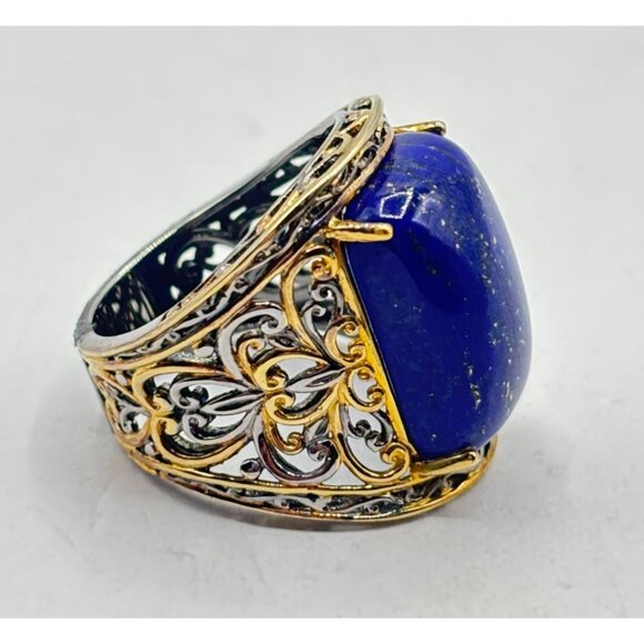 NH 925 Sterling Silver & Lapis Lazuli Filigree Ring Size 7 - Picture 3 of 5
